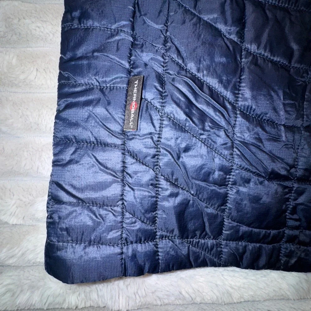 The North Face Thermoball Vest‎ Men's Medium Blue Quilted Jacket White Full Zip